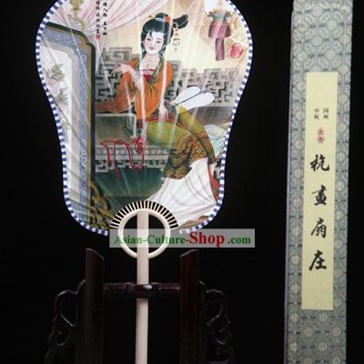 China Ancient Palace Paper Fan with Fan Base