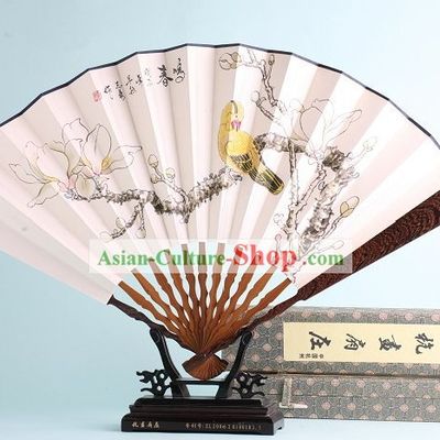 Chinese Hand Painted Rosewood Fan