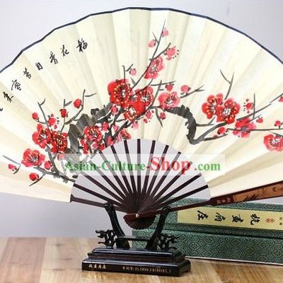Chinese Hand Painted Plum Blossom Fan