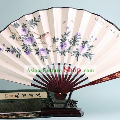 Hand Painted Blackbird Folding Fan