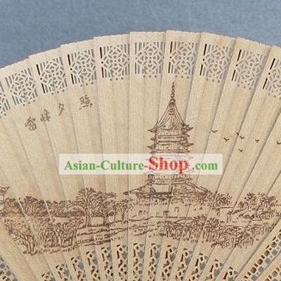 Supreme Chinese Traditional Sandalwood Fan - Xi Lake Poem