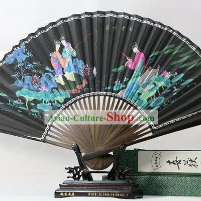 Chinese Hand Painted Fan - Fishing