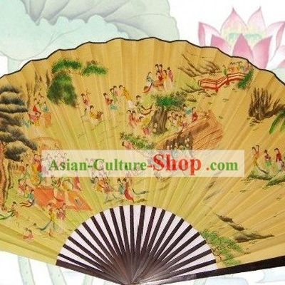 65 Inches Chinese Traditional Handmade Hanging Silk Decoration Fan - 100 Ancient Beauties
