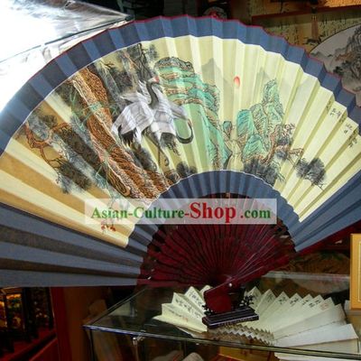 Chinese Hand Painted Large Wall Fan