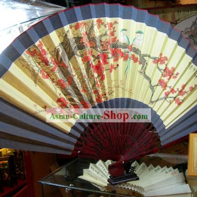 Large Hand Painted Wall Fan - Love Birds