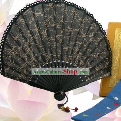 9 Inch Chinese Traditional Black Padle Fan