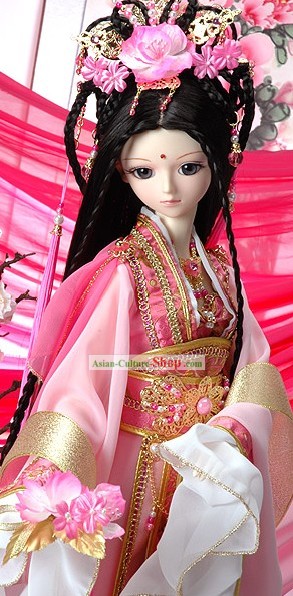 Supreme Chinese Ancient Empress Pink Clothing Complete Set