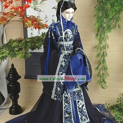 Chinese Ancient Palace Emperor Costume and Hat Complete Set