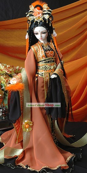China Ancient Concubine Costumes and Hair Decoration Complete Set