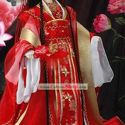 Chinese Classical Lucky Red Princess Wedding Costumes Complete Set for Women