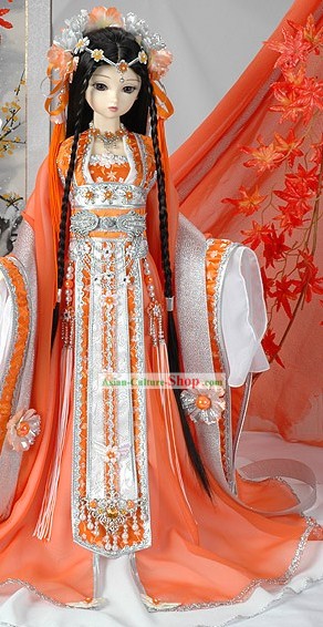 Chinese Ancient Princess Costume and Head Accessories Complete Set