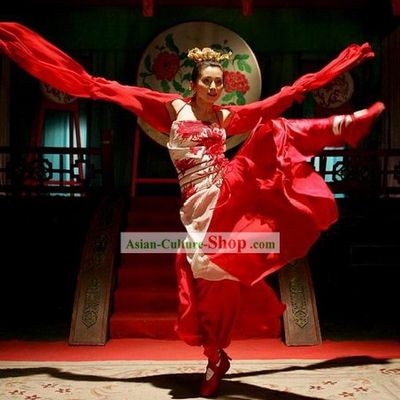 Red Silk Watersleeve Dance Costume