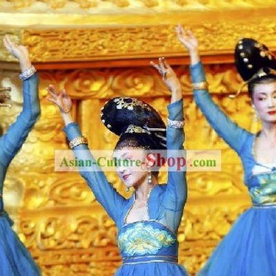 Chinese Blue Palace Dance Costumes for Beijing Olympic Games Opening
