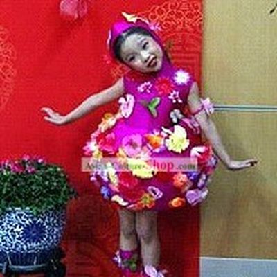 Chinese Flower Modern Dance Costumes for Kids