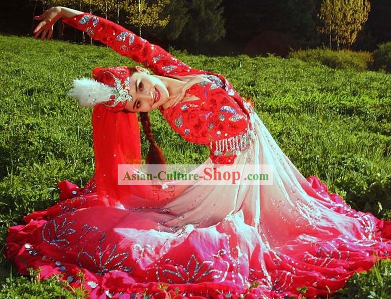 China Traditional Xinjiang Ladies Dance Costume Complete Set