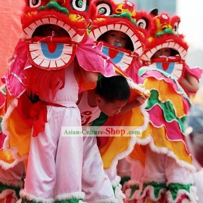 Traditional Kids Lion Dance Costume and Pants Set