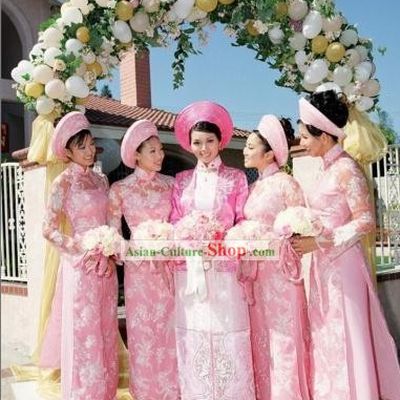 Vietnamese Traditional Bride Wedding Dress Complete Set