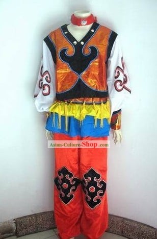 Chinese Traditional Mongolian Dance Dress and Pants Complete Set