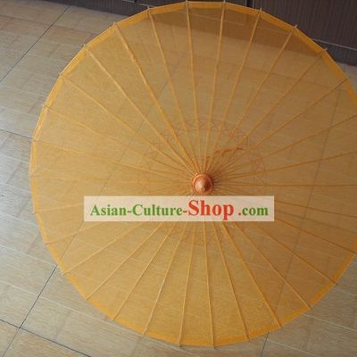 Chinese Hand Made Transparent Yellow Silk Dance Umbrella
