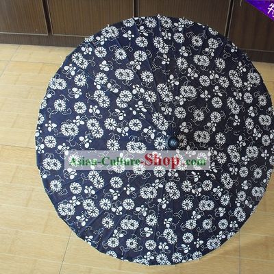 Chinese Hand Made Blue-and-white Silk Dance Umbrella