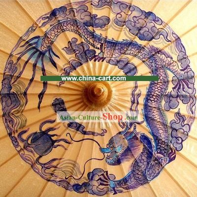 Chinese Ancient Palace Half Knitting Dragon and Phoenix Decoration Umbrella