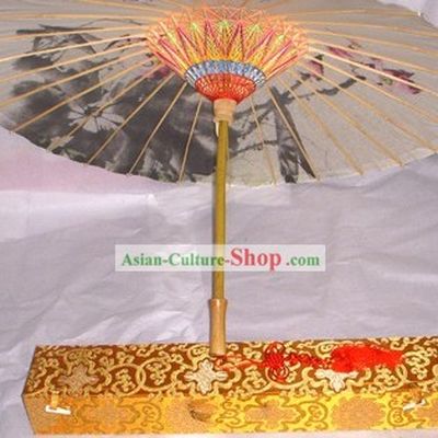 Chinese Hand Painted Plum Blossom and Birds Umbrella
