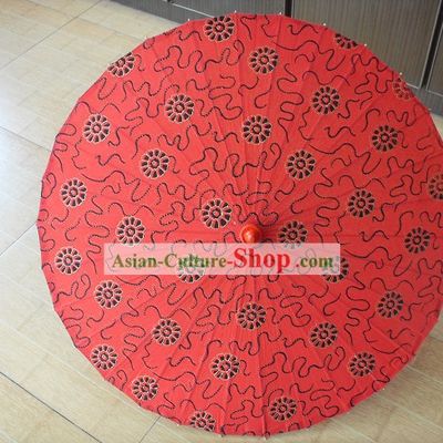 Chinese Traditional Hand Made Red Flower Wedding Umbrella