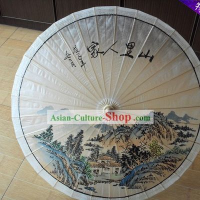Traditional Chinese Hand Painting Beach, Rain and Sun Umbrella - Water Village