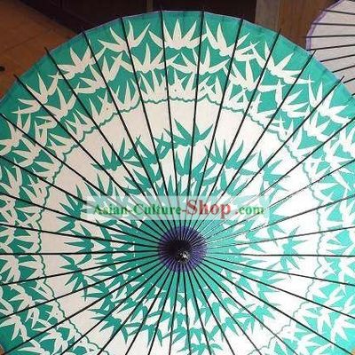 Traditional Chinese Hand Painting Beach, Rain and Sun Umbrella - Bamboo