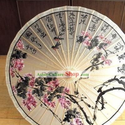 Chinese Hand Painted Flower Paper Rain Umbrella