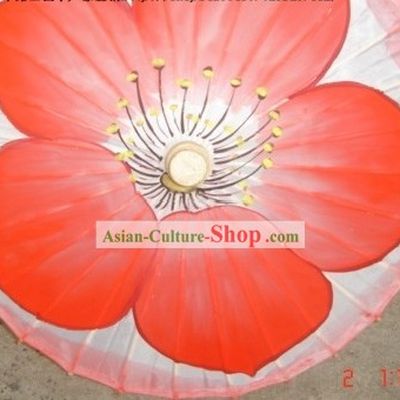 Chinese Classic Red Flower Dance Silk Umbrellas