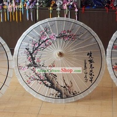 Traditional Chinese Hand Beach, Rain and Sun Umbrella - Plum Blossom