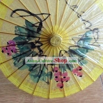 Small Hand Made and Painted Yellow Dance Umbrella