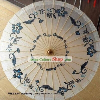 China Hand Painted Ancient Style Blue and White Flower Umbrellas