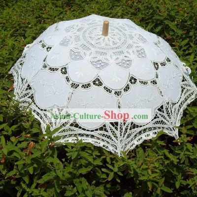 Hand Made White Lace Wedding Umbrella