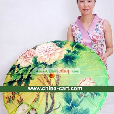 Chinese Hand Painted Peony Painting Umbrella
