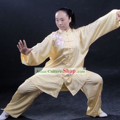 Chinese Classic Embroidered Lotus Women Tai Chi Uniform