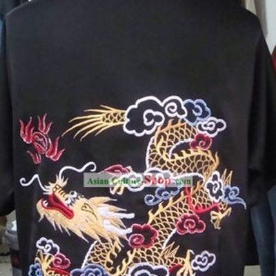 Chinese Professional Sifu Embroidered Dragon Tai Chi Uniform