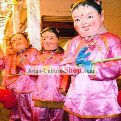 Happy Celebration Laughing Female Girl Mask and Costumes Set