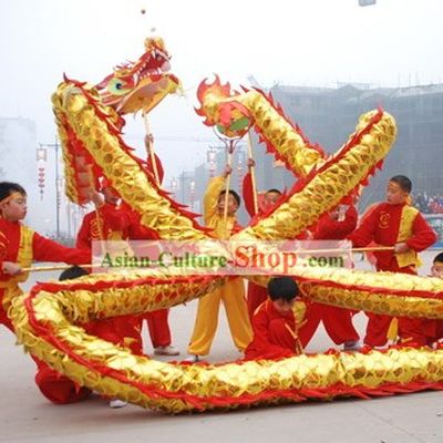 60 Feet Length Chinese Shinning Dragon Dance Costumes Complete Set for Children