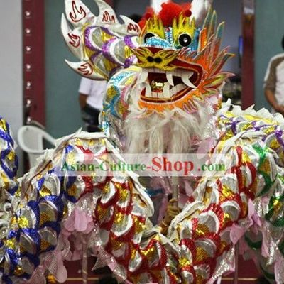 Five Colors Happy Festival Celebration Chinese Shinning Dragon Dance Costumes Complete Set