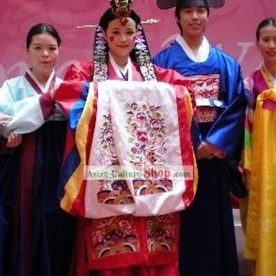 Ancient Korean Wedding Costumes Bride and Bridegroom 2 Complete Sets