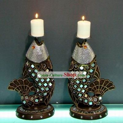 Southeast Asia Thai Arts Fish Candlestick