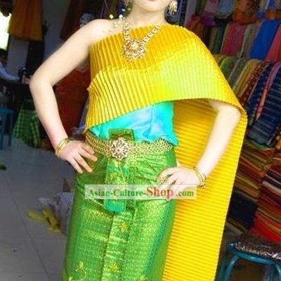 Traditional Thai Peacock Court Dress Costume Complete Set