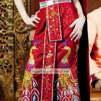 Traditional Thai Peacock Court Dress Costume Complete Set