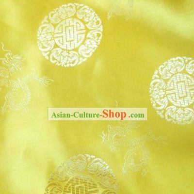 Chinese Gold Dragon Brocade Fabric