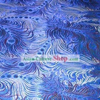 Blue Phoenix Tail Silk Fabric