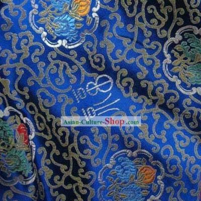 Lucky Fu and Flower Silk Fabric