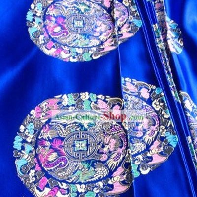 Chinese Dragon Flower Silk Fabric