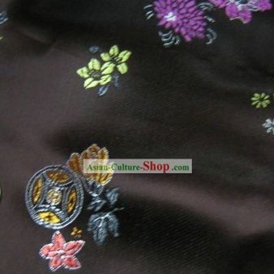 Traditional Coffee Colour Brocade Coin Fabric